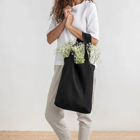 French Dew Retting Linen 100% Pure Hemp Supermarket Environmental Cloth Bag Carrier Foldable Portable Shopping Bag Women - Chic Cart