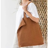 French Dew Retting Linen 100% Pure Hemp Supermarket Environmental Cloth Bag Carrier Foldable Portable Shopping Bag Women - Chic Cart