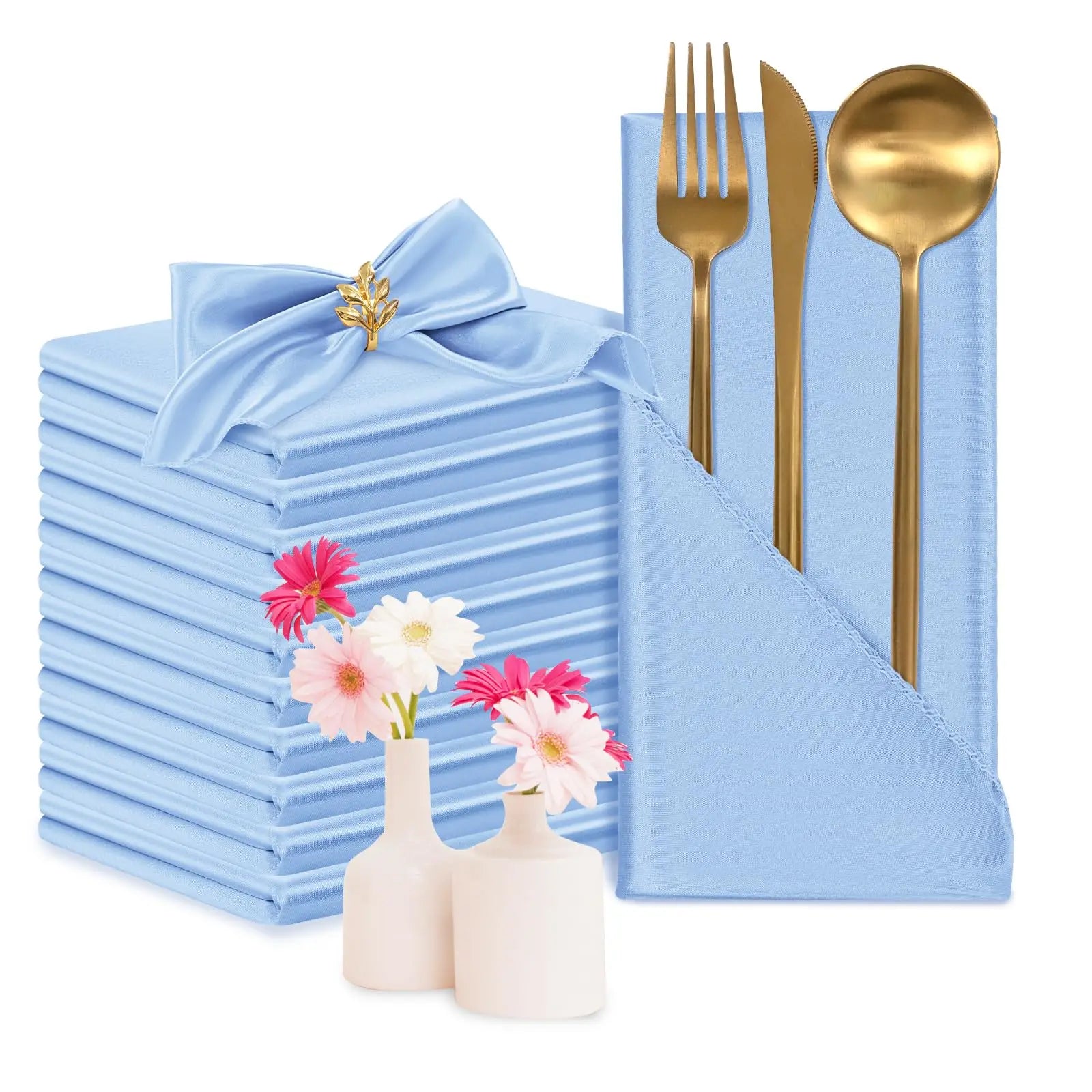 24PCS 30x30cm Wedding Dark Green Satin Napkin Wholesale Soft Table Napkins for Romantic Christmas Party Dinner Table Decoration - Chic Cart