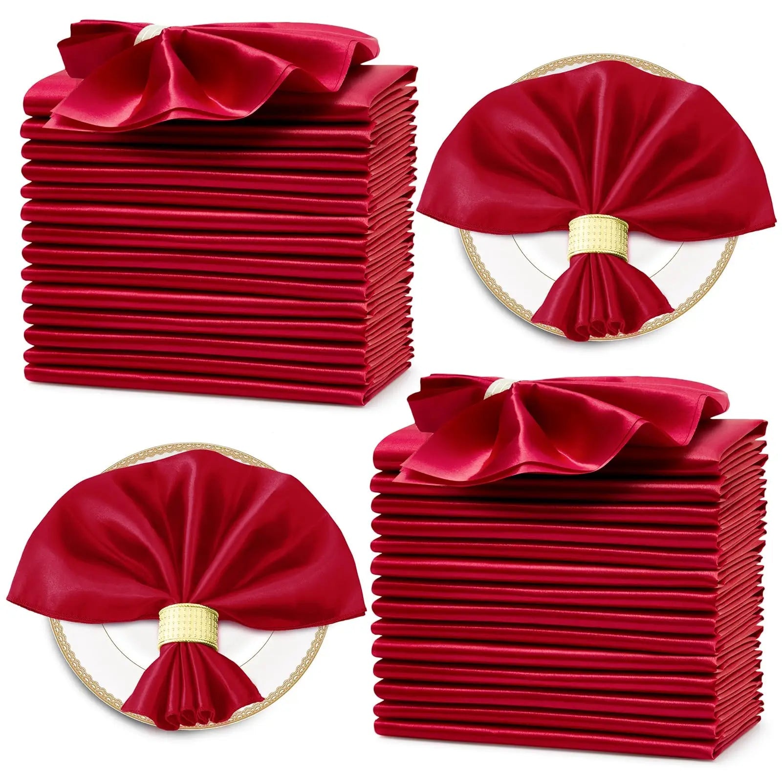 24PCS 30x30cm Wedding Dark Green Satin Napkin Wholesale Soft Table Napkins for Romantic Christmas Party Dinner Table Decoration - Chic Cart