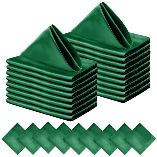 24PCS 30x30cm Wedding Dark Green Satin Napkin Wholesale Soft Table Napkins for Romantic Christmas Party Dinner Table Decoration - Chic Cart