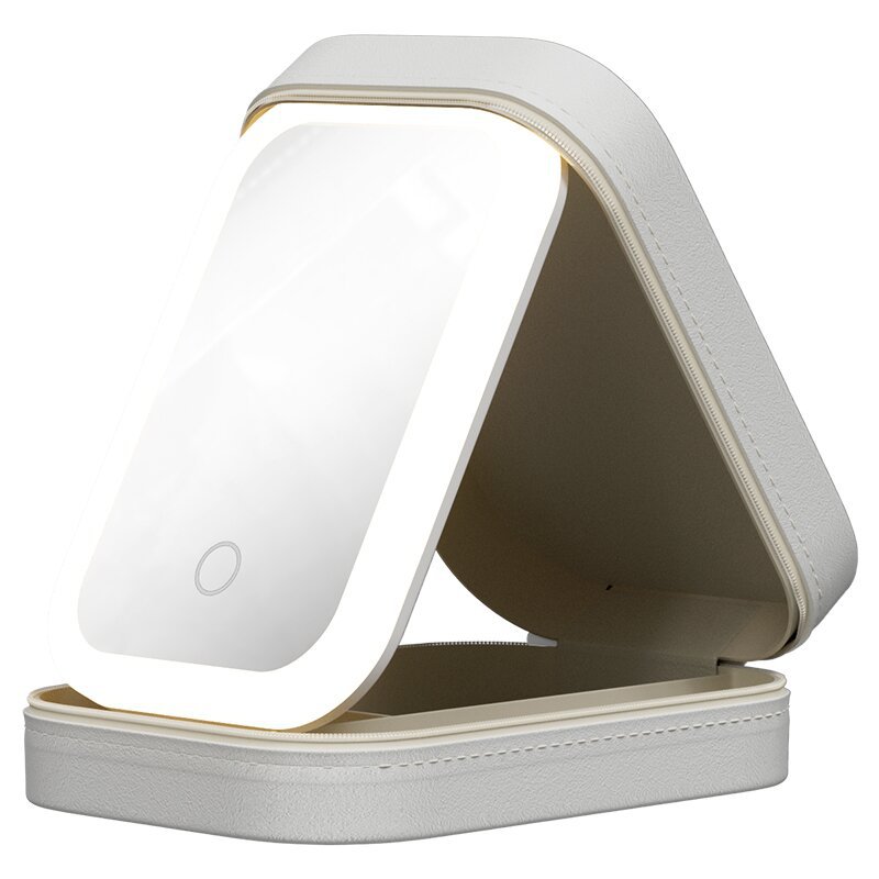 Makeup Storage Box With LED Light Mirror Portable Travel Makeup Cosmetics Storage Box Touch Light Storage Organizer - Chic Cart