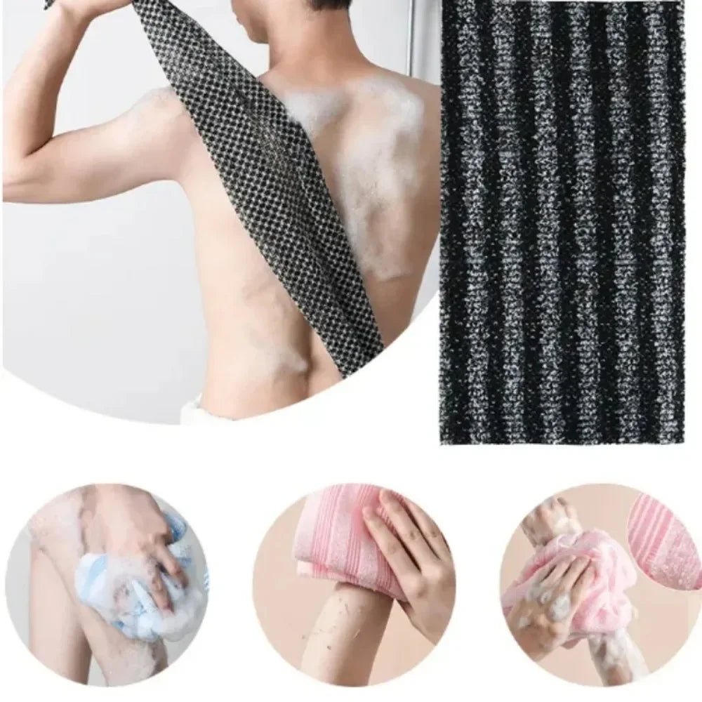 Japanese Rubbing Washcloth Bath Scrubber Nylon Towel Brush for Back Exfoliating Scrub Shower Sponge Body Wash Bath Accessories - Chic Cart