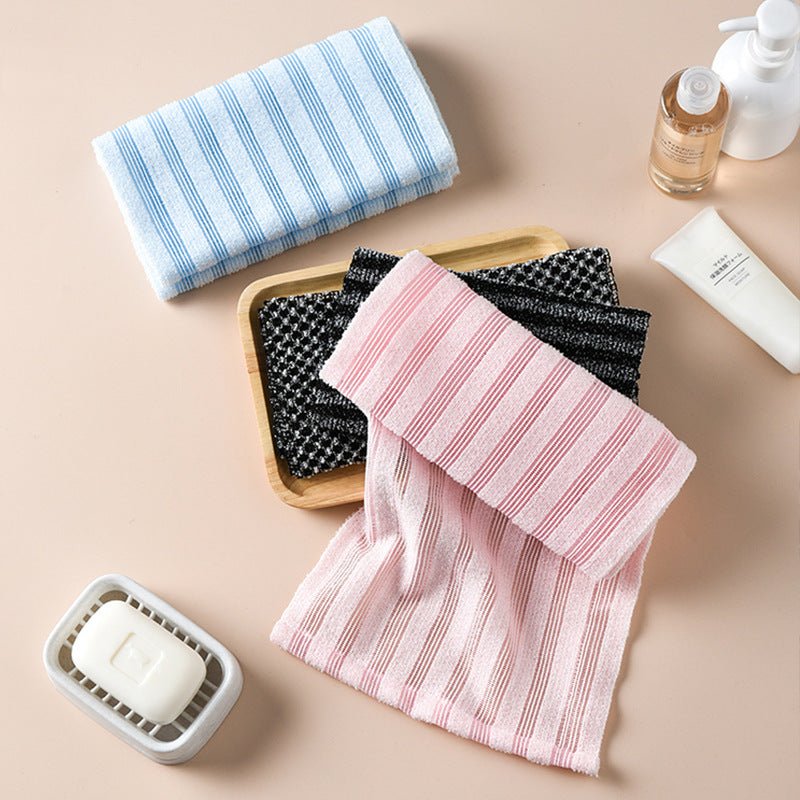 Japanese Rubbing Washcloth Bath Scrubber Nylon Towel Brush for Back Exfoliating Scrub Shower Sponge Body Wash Bath Accessories - Chic Cart