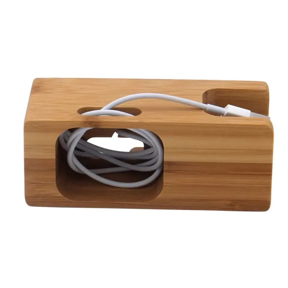 Wooden Charging Dock Station for Mobile Phone Holder Stand Bamboo Charger Stand Base For Apple Watch series and For iphone - Chic Cart