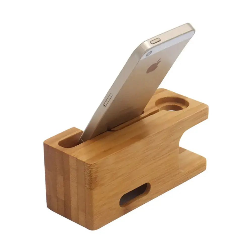 Wooden Charging Dock Station for Mobile Phone Holder Stand Bamboo Charger Stand Base For Apple Watch series and For iphone - Chic Cart