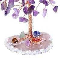 Crystal Money Tree Copper Wire Wrapped W/ Agate Slice Base Fluorite Gemstones Feng Shui Super Mini Trees Home Decor - Chic Cart