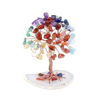 Crystal Money Tree Copper Wire Wrapped W/ Agate Slice Base Fluorite Gemstones Feng Shui Super Mini Trees Home Decor - Chic Cart