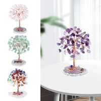 Crystal Money Tree Copper Wire Wrapped W/ Agate Slice Base Fluorite Gemstones Feng Shui Super Mini Trees Home Decor - Chic Cart