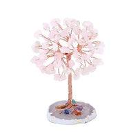 Crystal Money Tree Copper Wire Wrapped W/ Agate Slice Base Fluorite Gemstones Feng Shui Super Mini Trees Home Decor - Chic Cart