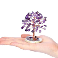 Crystal Money Tree Copper Wire Wrapped W/ Agate Slice Base Fluorite Gemstones Feng Shui Super Mini Trees Home Decor - Chic Cart