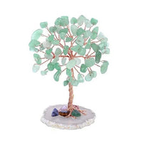 Crystal Money Tree Copper Wire Wrapped W/ Agate Slice Base Fluorite Gemstones Feng Shui Super Mini Trees Home Decor - Chic Cart