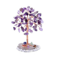 Crystal Money Tree Copper Wire Wrapped W/ Agate Slice Base Fluorite Gemstones Feng Shui Super Mini Trees Home Decor - Chic Cart