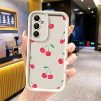 Ins Korean Cherry Bowknot Phone Case For Samsung S24ultra 5G A14 15 S21 22 23 A 25 35 52 53 54 55 S24 Plus Cute Y2K Phone Cases - Chic Cart