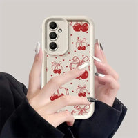 Ins Korean Cherry Bowknot Phone Case For Samsung S24ultra 5G A14 15 S21 22 23 A 25 35 52 53 54 55 S24 Plus Cute Y2K Phone Cases - Chic Cart