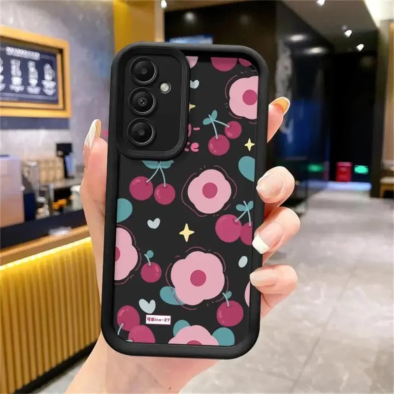 Ins Korean Cherry Bowknot Phone Case For Samsung S24ultra 5G A14 15 S21 22 23 A 25 35 52 53 54 55 S24 Plus Cute Y2K Phone Cases - Chic Cart