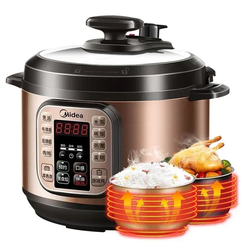 Midea Electric Pressure Cooker Household Intelligent High Voltage Electric Rice Cooker 5L Cooker Kitchen Appliances - Chic Cart