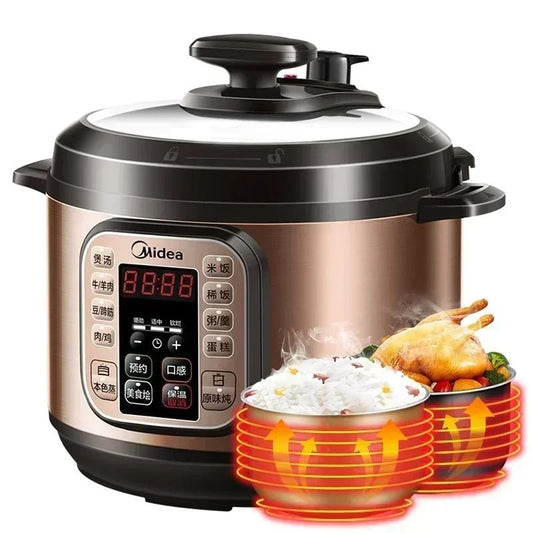 Midea Electric Pressure Cooker Household Intelligent High Voltage Electric Rice Cooker 5L Cooker Kitchen Appliances - Chic Cart 