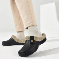 Crestar Women and Men Fur Lined Clogs Memory Foam Warm Fuzzy Slippers New Winter Waterproof Indoor Outdoor Comfortable Slippers - Chic Cart