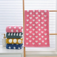 Retro Cotton Towel Dots Stars Striped Heart Pattern Soft Face Towel Super Absorbent Thick Hand Towels for Bathroom Kids Adults - Chic Cart