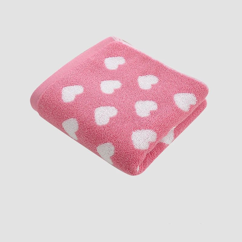 Retro Cotton Towel Dots Stars Striped Heart Pattern Soft Face Towel Super Absorbent Thick Hand Towels for Bathroom Kids Adults - Chic Cart