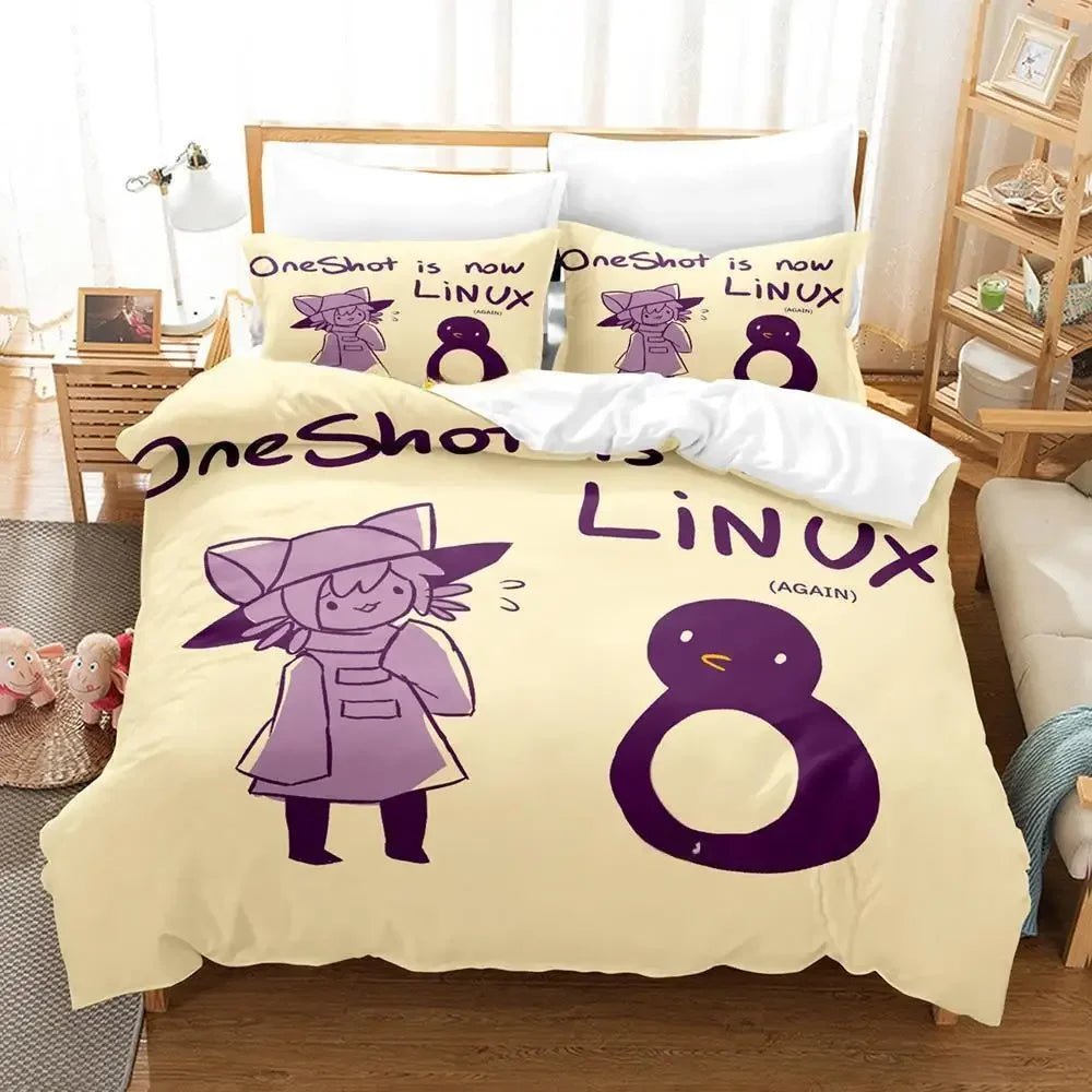 Game OneShot Bedding Set Single Twin Full Queen King Size Bed Set Adult Kid Bedroom Duvet cover Sets 3D Anime Bed Sheet Set - Chic Cart