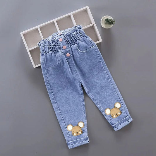 Kids Baby Girls Casual Clothes Jeans Pink Bow Trousers Toddler Infant Denim Clothing Pants Children Bottoms 1 2 3 4 5 6 Years - Chic Cart