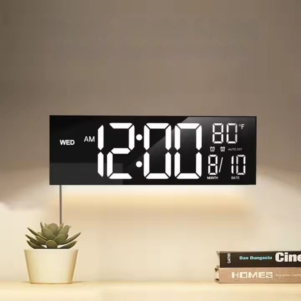 Large Digital Wall Clock with Remote Control 8 RGB Colors Digital Alarm Clock - Chic Cart