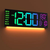 Large Digital Wall Clock with Remote Control 8 RGB Colors Digital Alarm Clock - Chic Cart