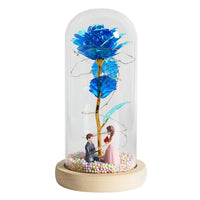 LED Glass Dome LED Enchanted Galaxy Rose with Fairy Lights in Dome - Chic Cart