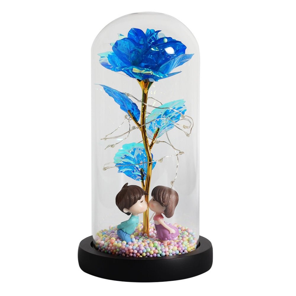 LED Glass Dome LED Enchanted Galaxy Rose with Fairy Lights in Dome - Chic Cart