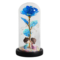 LED Glass Dome LED Enchanted Galaxy Rose with Fairy Lights in Dome - Chic Cart