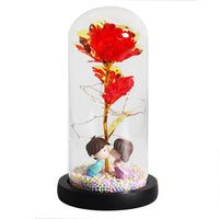 LED Glass Dome LED Enchanted Galaxy Rose with Fairy Lights in Dome - Chic Cart