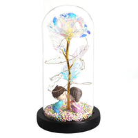 LED Glass Dome LED Enchanted Galaxy Rose with Fairy Lights in Dome - Chic Cart