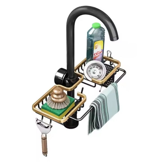 Kitchen Space Aluminum Sink Drain Rack Sponge Storage Faucet - Chic Cart