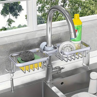 Kitchen Space Aluminum Sink Drain Rack Sponge Storage Faucet - Chic Cart