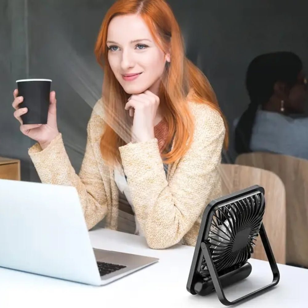 USB Rechargeable Desk Fan with 5 Speeds and Power Display - Chic Cart