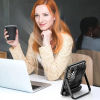 USB Rechargeable Desk Fan with 5 Speeds and Power Display - Chic Cart