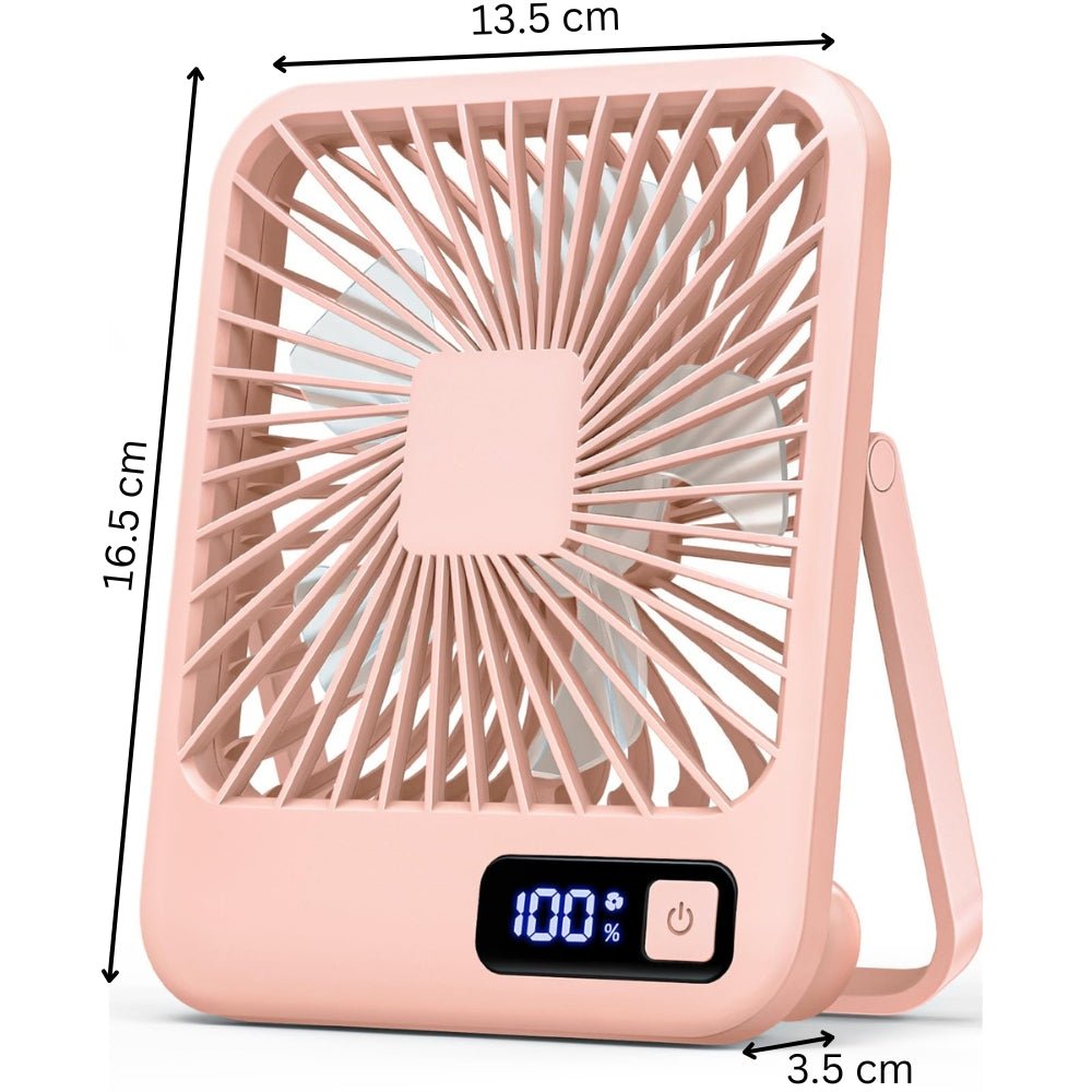 USB Rechargeable Desk Fan with 5 Speeds and Power Display - Chic Cart