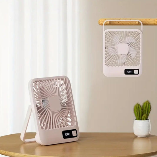USB Rechargeable Desk Fan with 5 Speeds and Power Display - Chic Cart