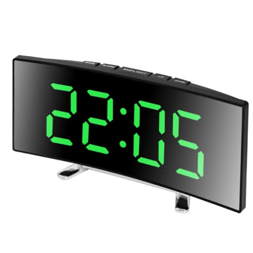 Modern Curved LED Mirror Alarm Clock - Chic Cart