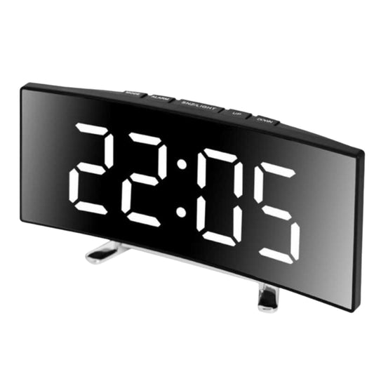 Modern Curved LED Mirror Alarm Clock - Chic Cart