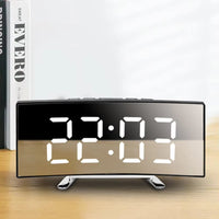 Modern Curved LED Mirror Alarm Clock - Chic Cart