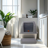 Enclosed Cat Litter Box Front Top Exit Cat Toilet Boxes with Lid - Chic Cart