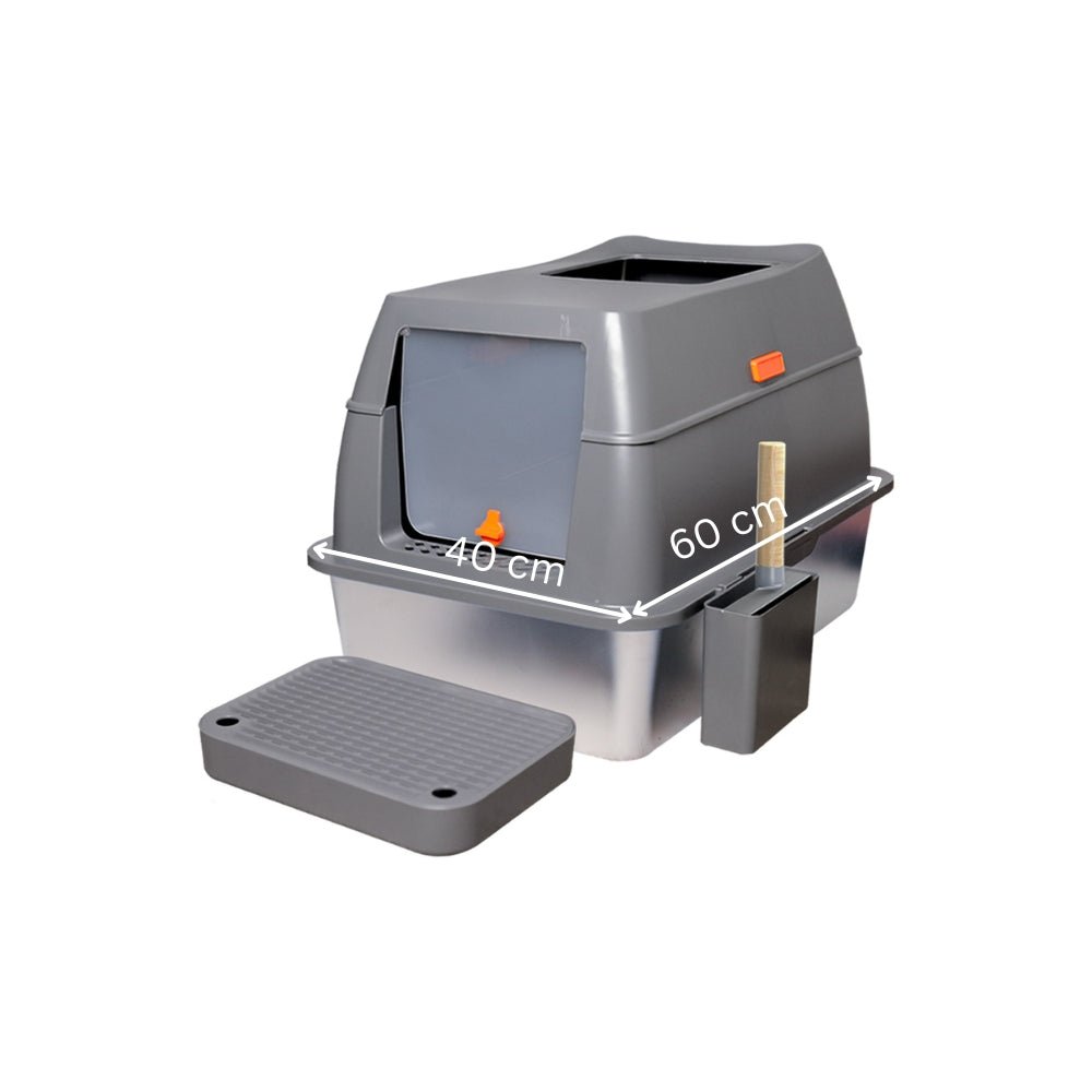 Enclosed Cat Litter Box Front Top Exit Cat Toilet Boxes with Lid - Chic Cart