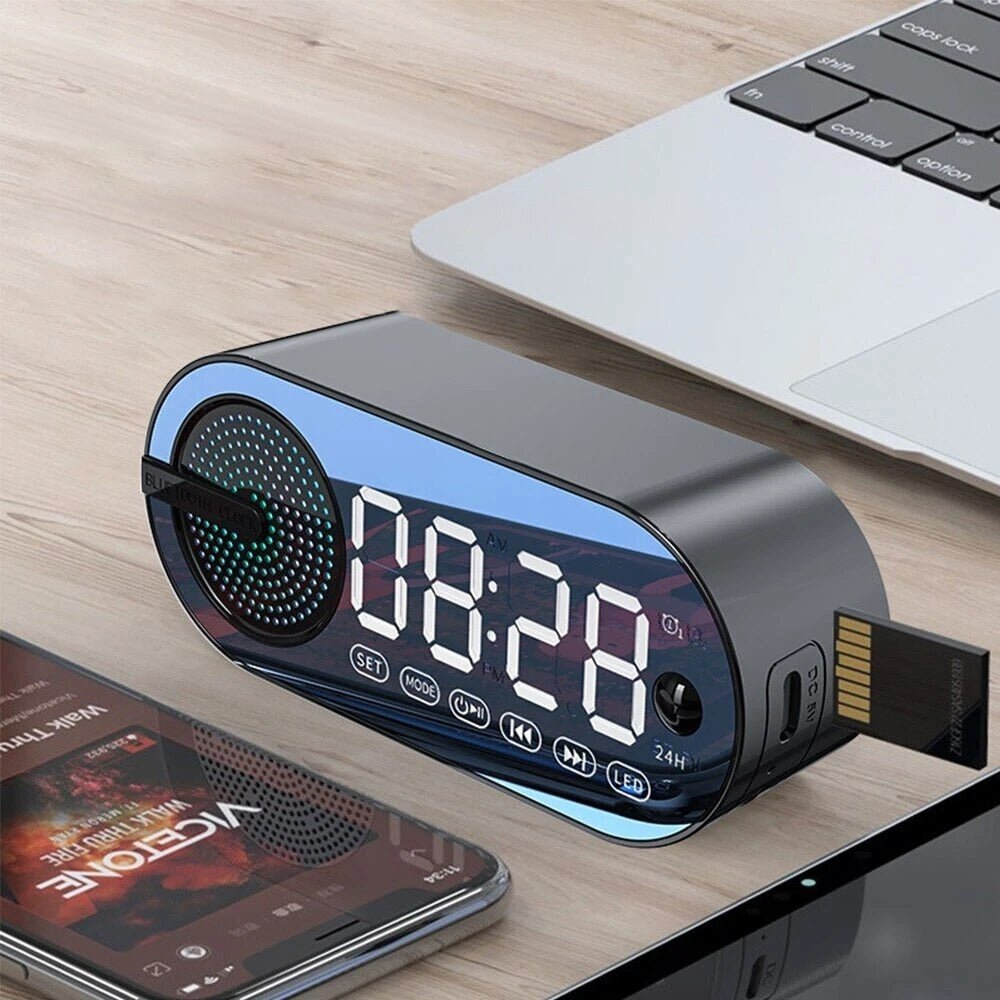 RGB Bluetooth Speaker Alarm Clock with TWS and Large Display - Chic Cart