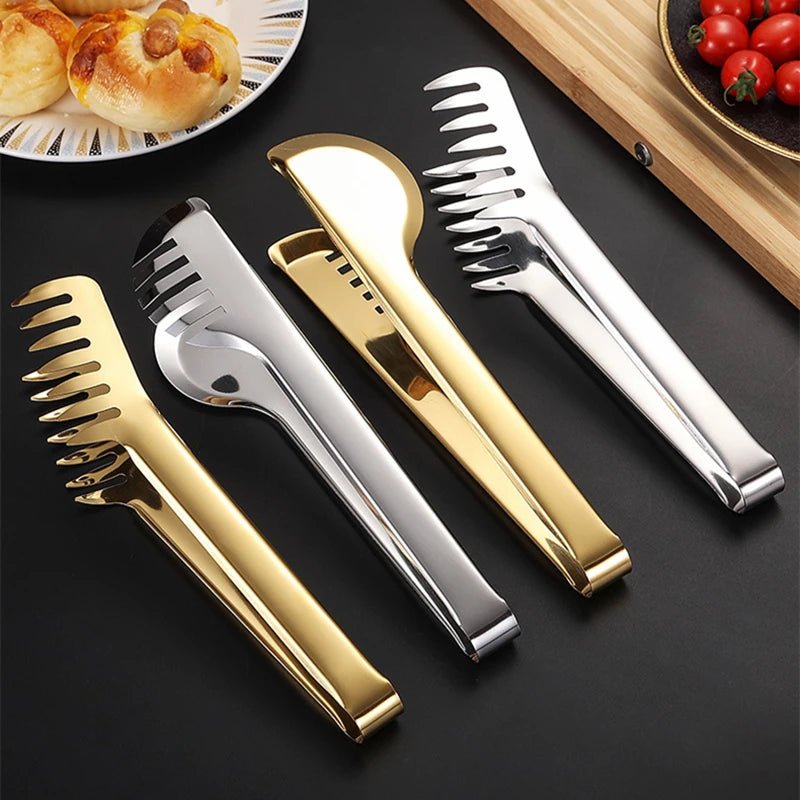 Kitchen Food Tongs Stainless Steel Color Comb Type Meal Clip Non Stick Cookware Salad Beef Buffet Clamp Home Accessories - Chic Cart AMI Cart