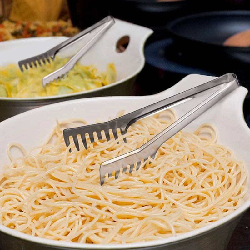 Kitchen Food Tongs Stainless Steel Color Comb Type Meal Clip Non Stick Cookware Salad Beef Buffet Clamp Home Accessories - Chic Cart AMI Cart