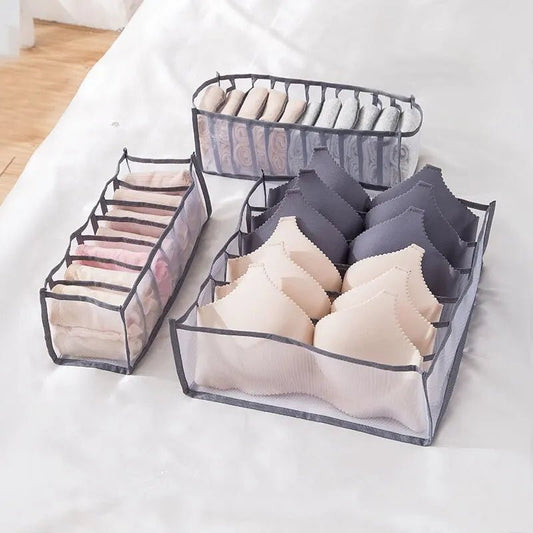 6/7/11 Foldable Underwear Underwear Socks Organizer With Dividers Clothes Storage Box Breathable Mesh Bag For Wardrobe - Chic Cart