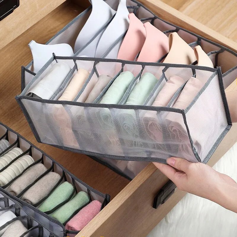 6/7/11 Foldable Underwear Underwear Socks Organizer With Dividers Clothes Storage Box Breathable Mesh Bag For Wardrobe - Chic Cart